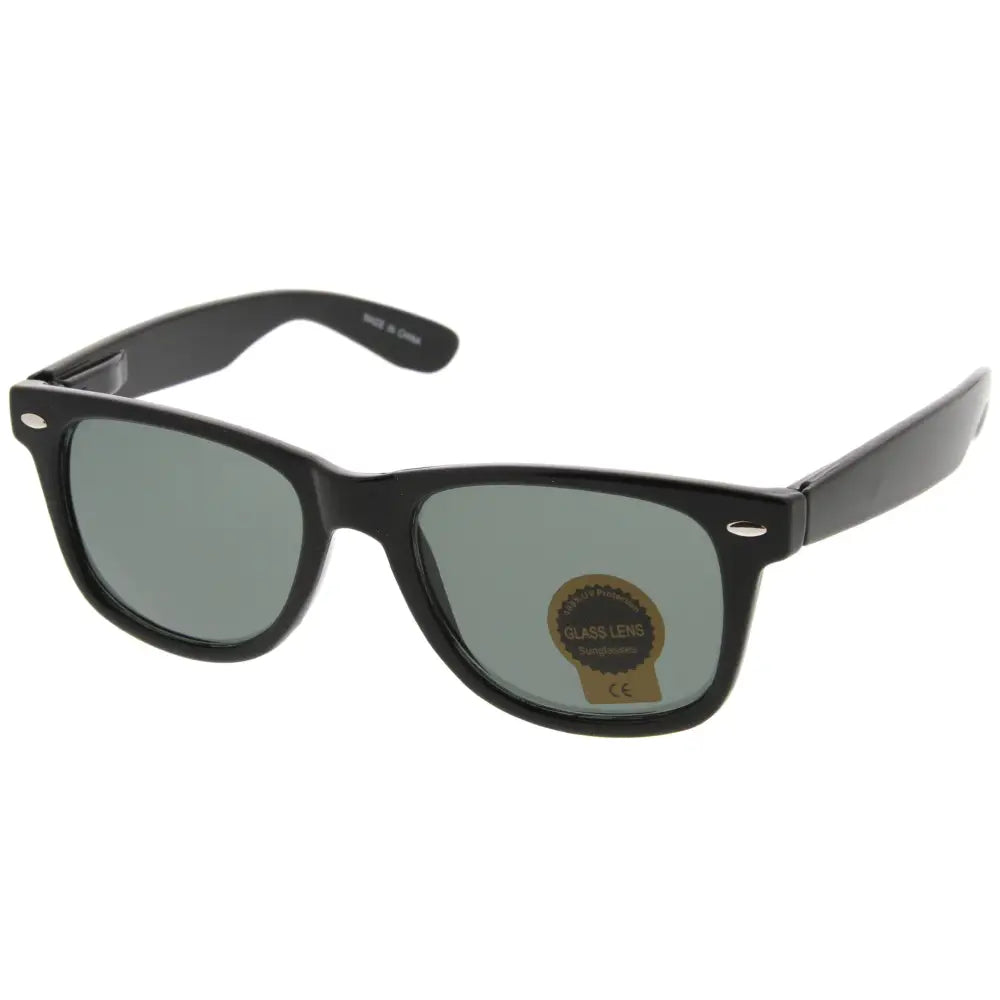 100 set of 12 black plastic-framed sunglasses with gray tinted lenses and rectangular shape