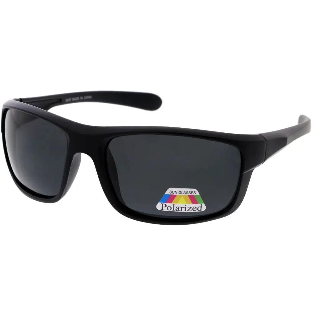 Black polarized sunglasses set of 12 with sleek rectangular frames and dark gray lenses