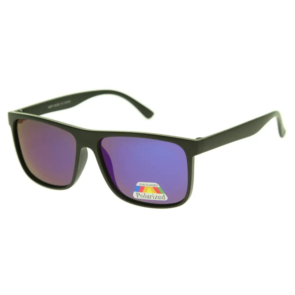 Black rectangular sunglasses with purple mirrored polarized lenses 908P set of 12