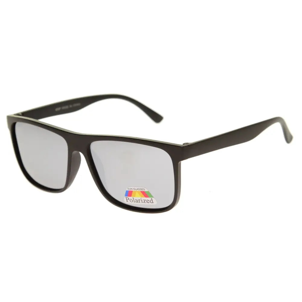 Black rectangular-framed sunglasses with mirrored silver polarized lenses 908P set of 12