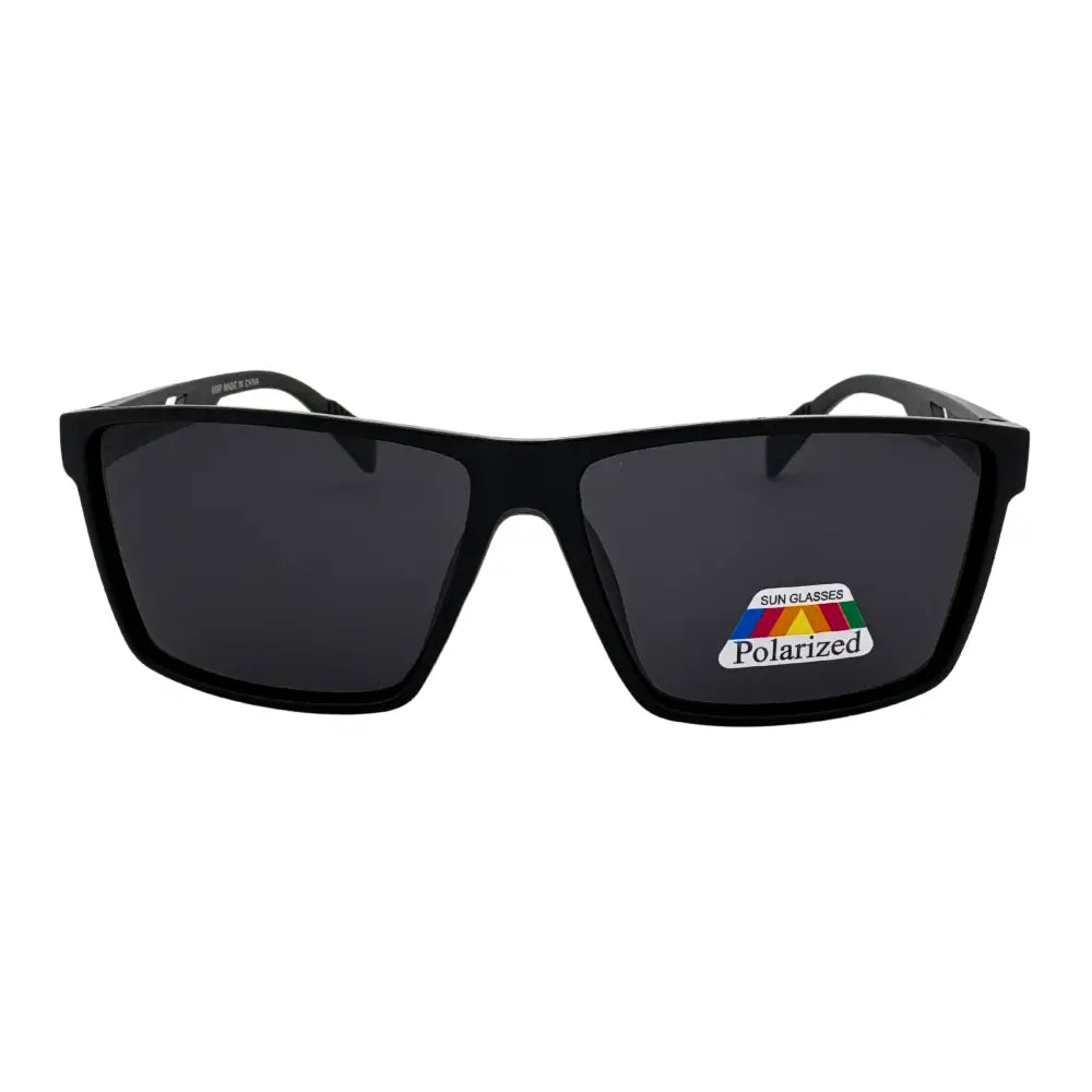 Set of 12 black rectangular-frame sunglasses with dark gray polarized lenses and a sleek modern design 909P