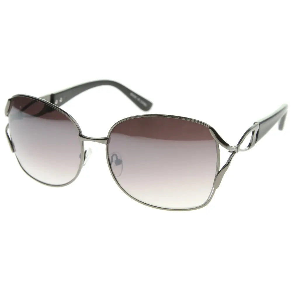 Silver-framed sunglasses with gradient brown to clear lenses in a sleek modern design set of 12