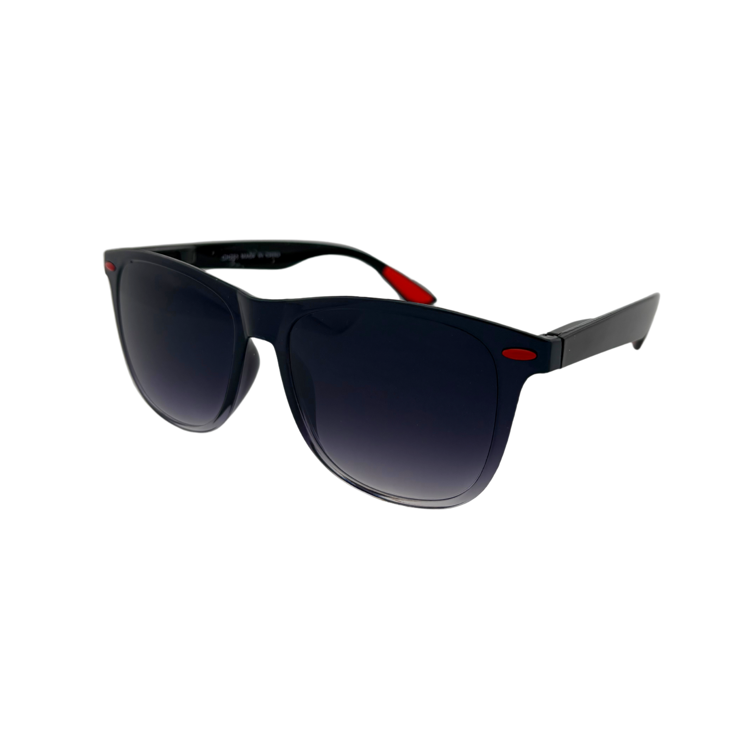 Wayfarer sunglasses in shiny black and dark crystal brown frames with smoke and gradient lenses, polycarbonate UV400 protection