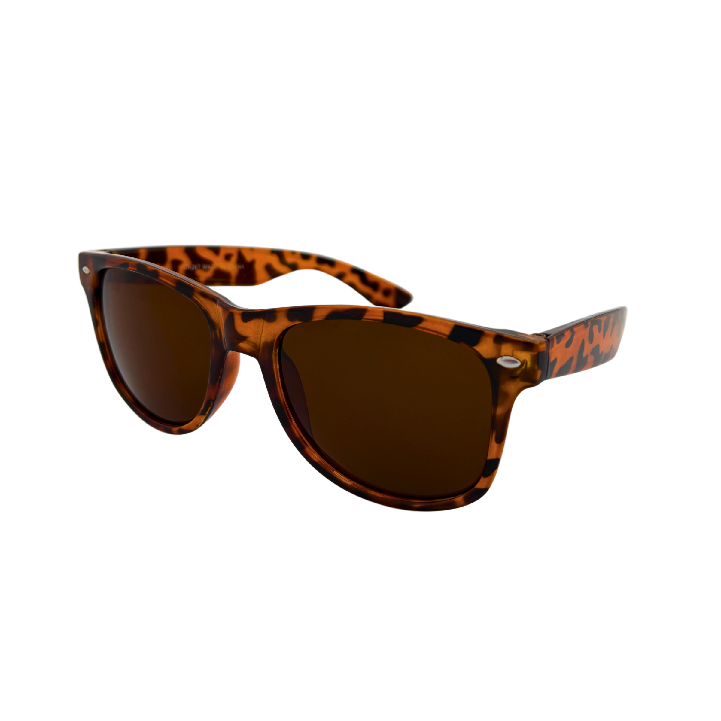 Assorted Wayfarer sunglasses with shiny black, demi brown, and green lenses