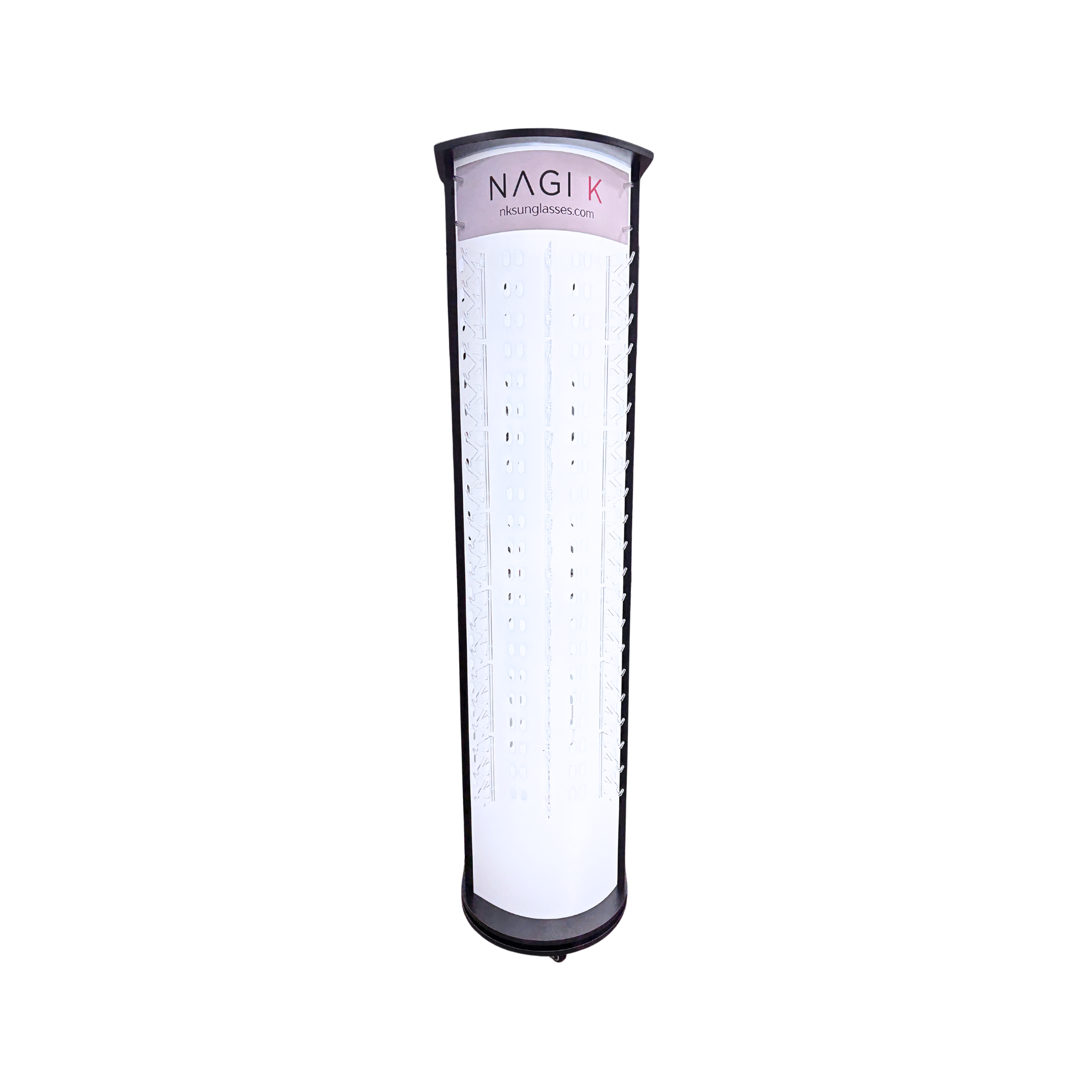 126 Slot Double-Sided Rotating Eyewear Display with LED Lights & Lockable Wheels
