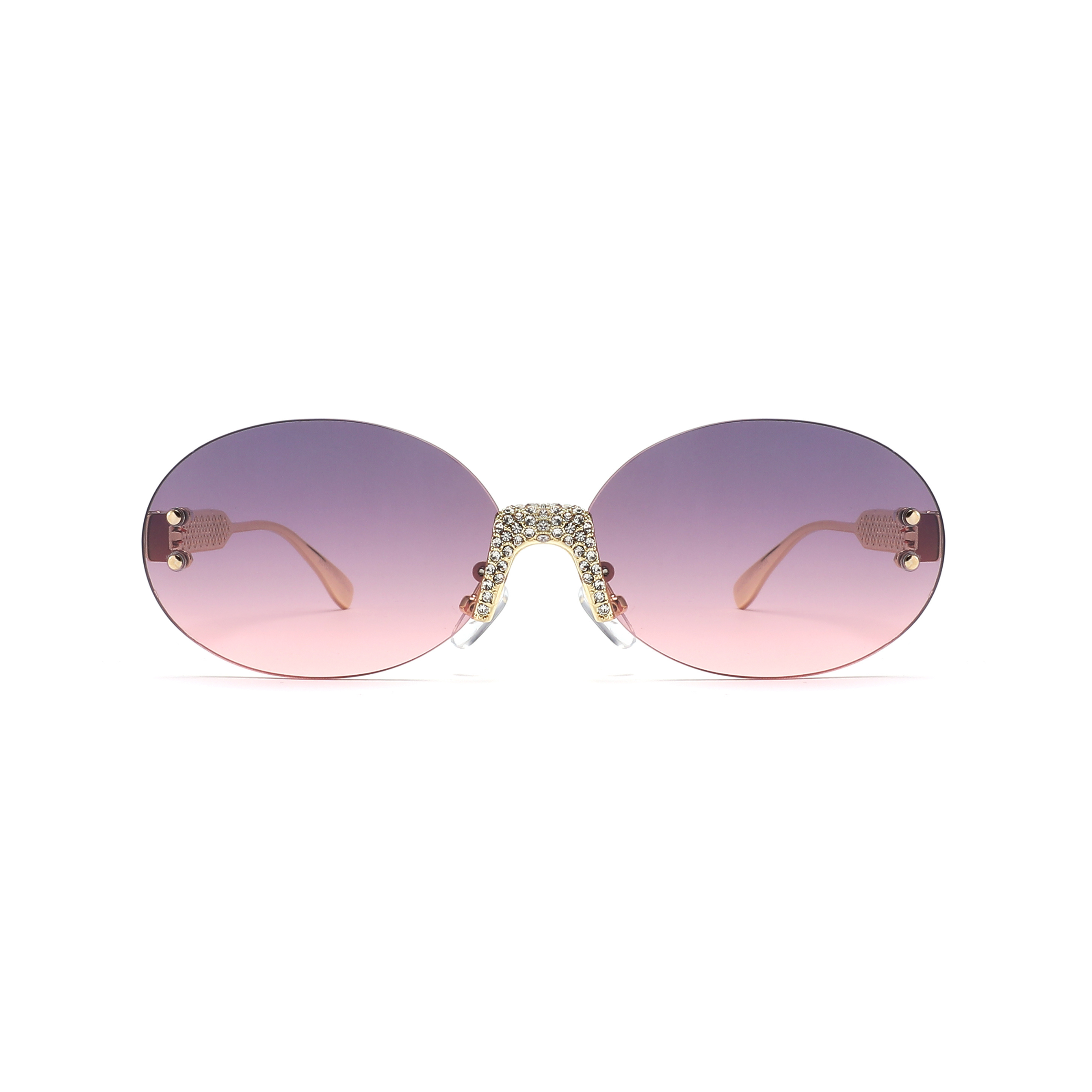 Women's oval sunglasses with colorful lens and rhinestones