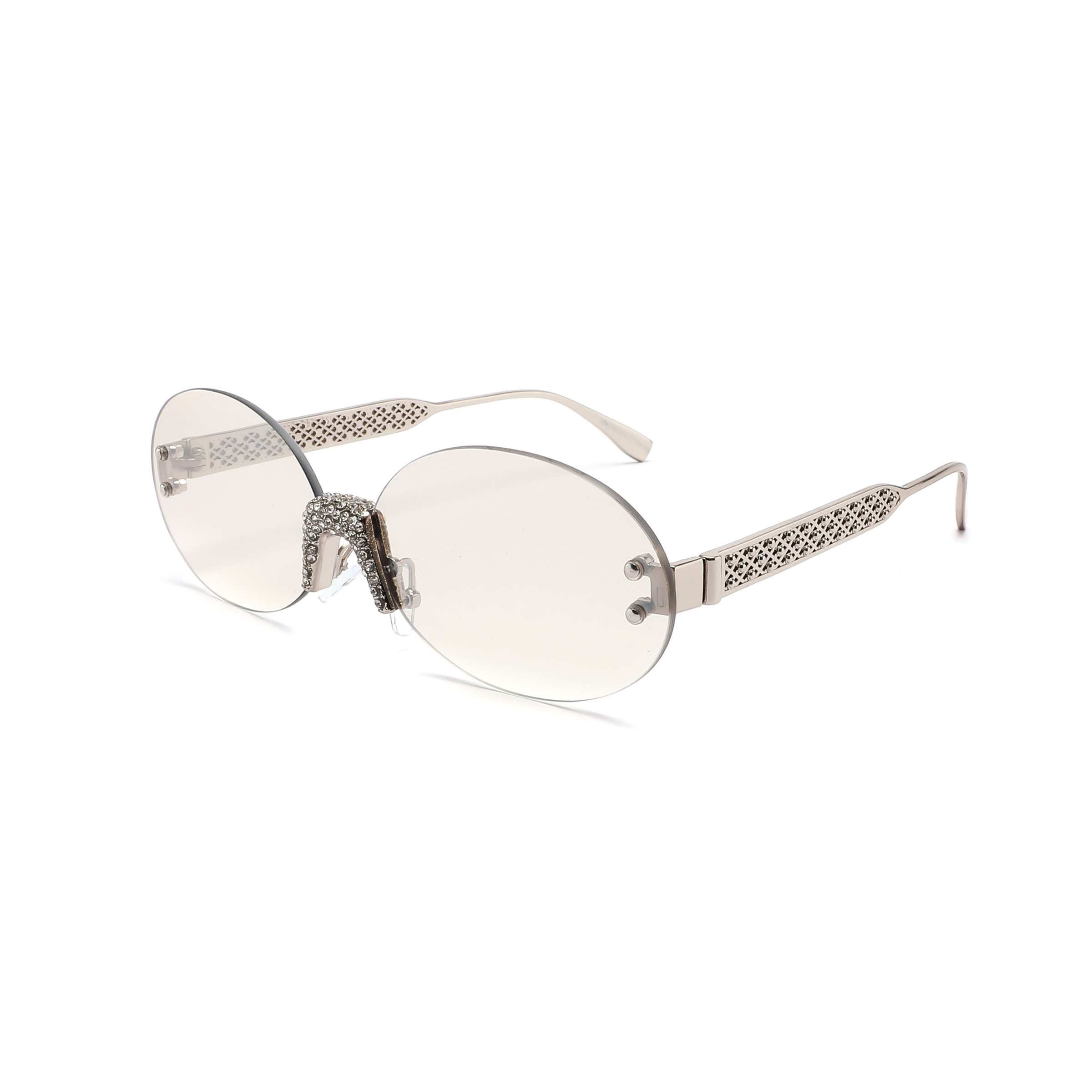 Women's oval sunglasses with colorful lens and rhinestones