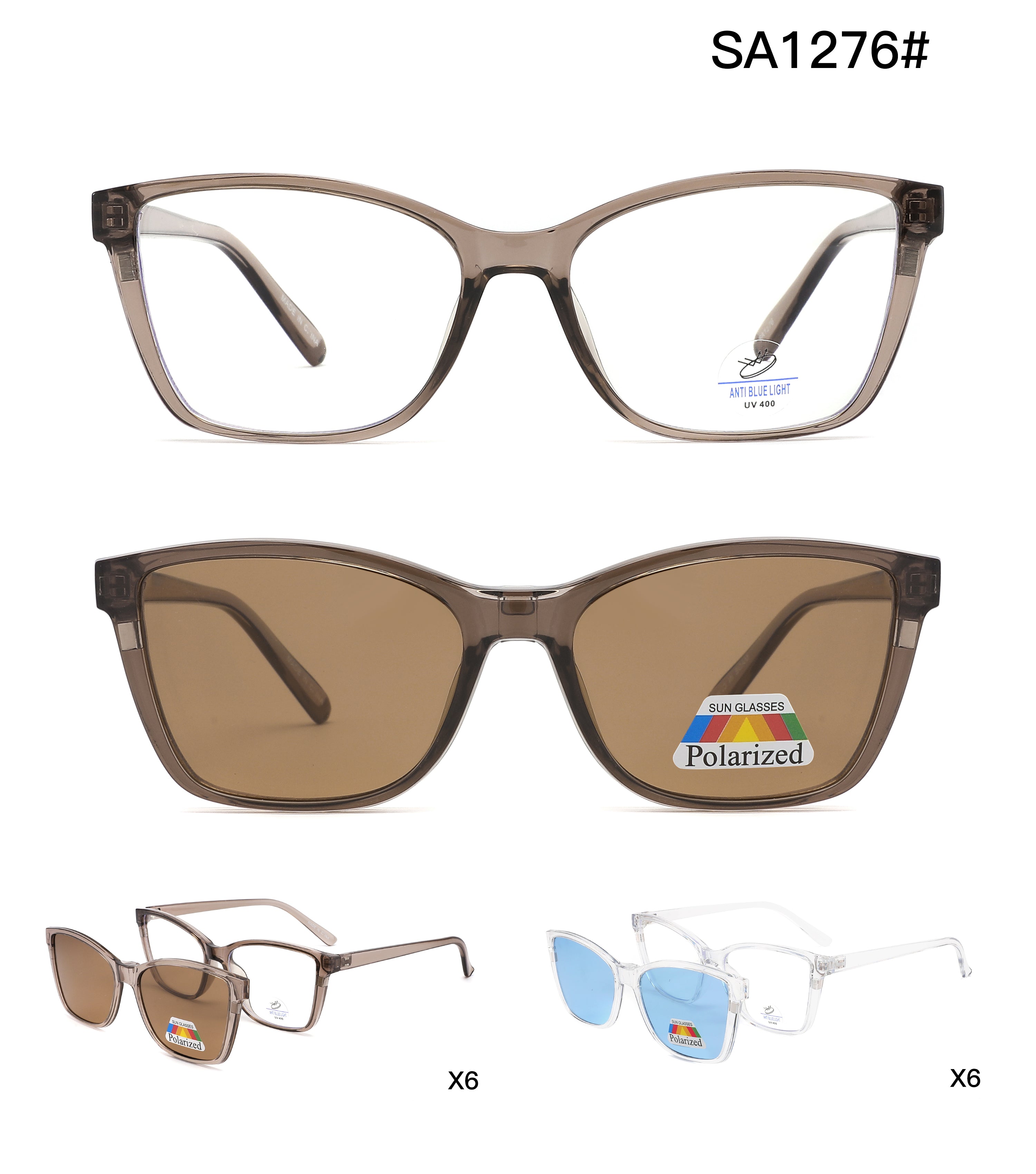 SA1276 (Set of 12) Blue Light Blocking Lens with Polarized Clip On