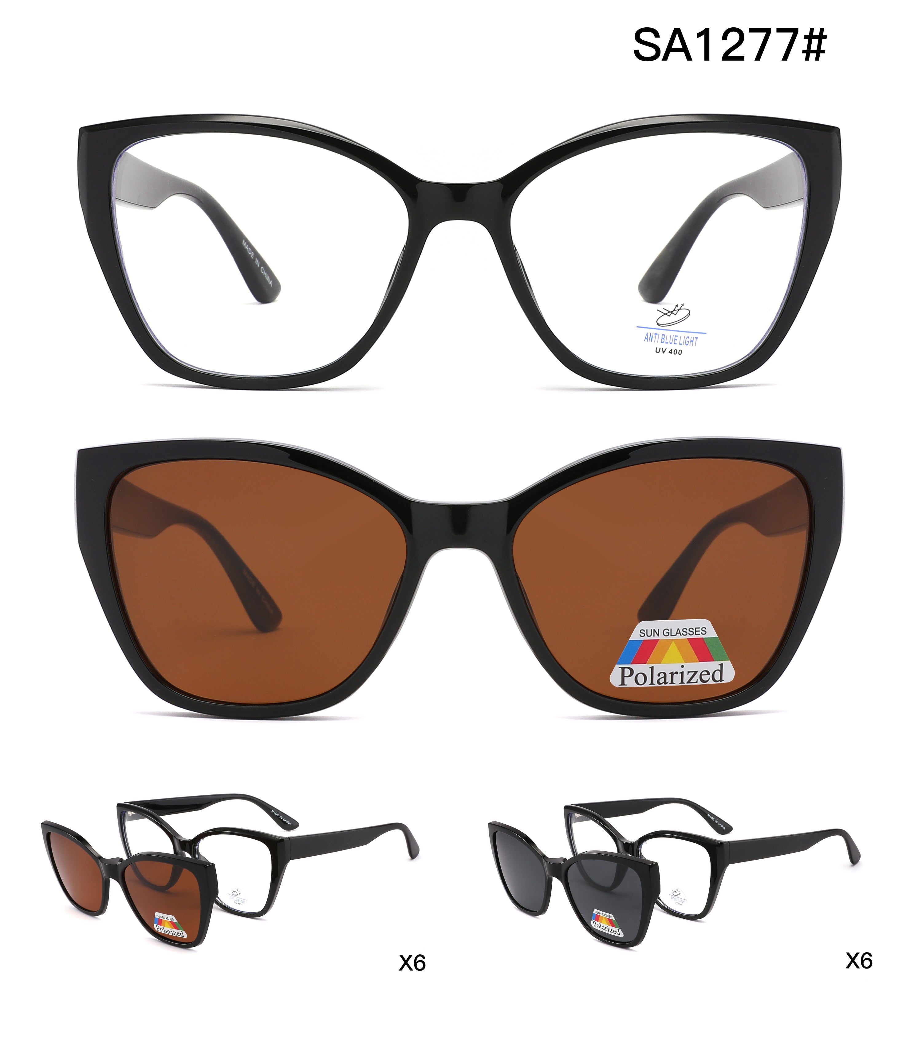 SA1277 (Set of 12) Blue Light Blocking Lens with Polarized Clip On