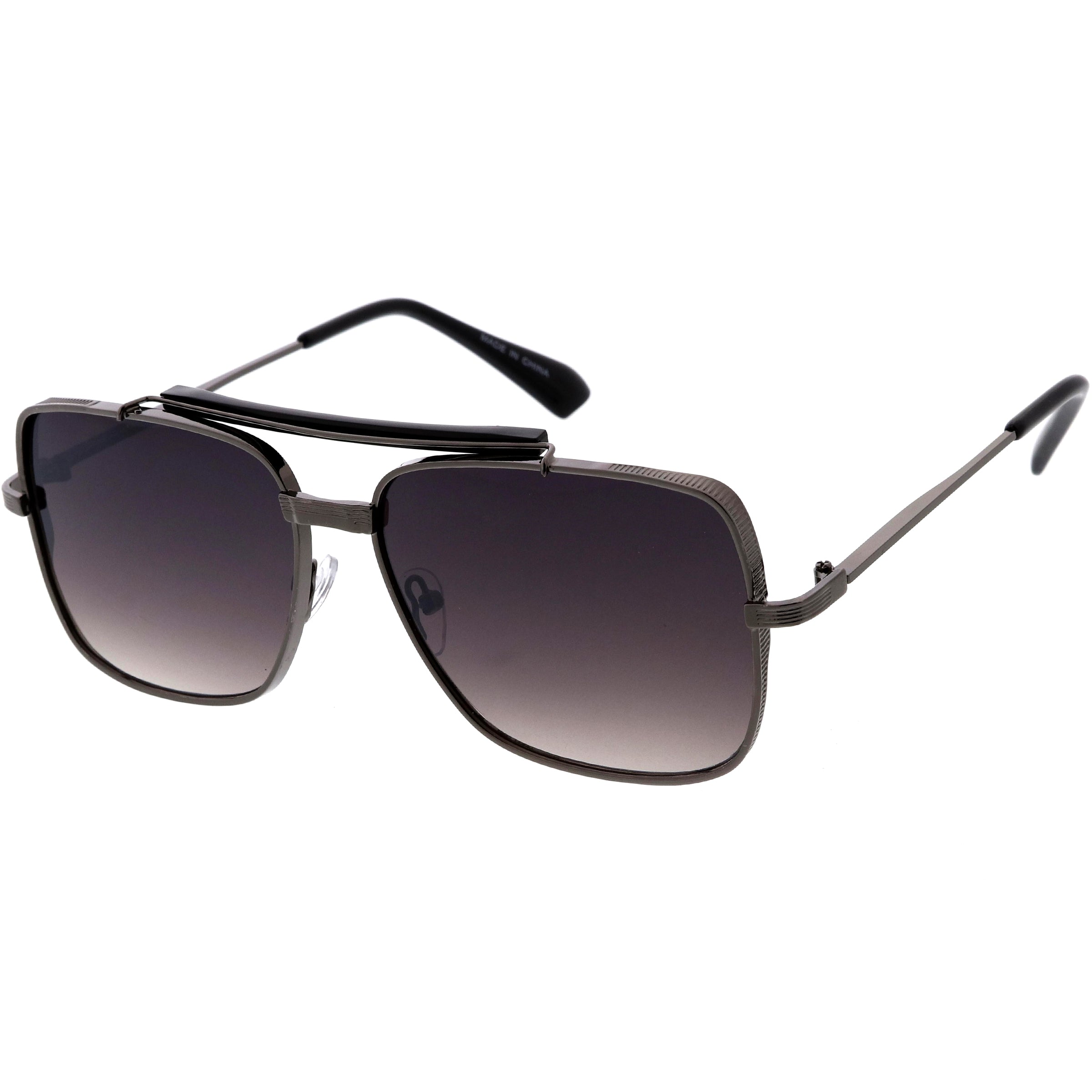 Stylish aviator sunglasses with metal frame and tinted lenses for a trendy, classic look.