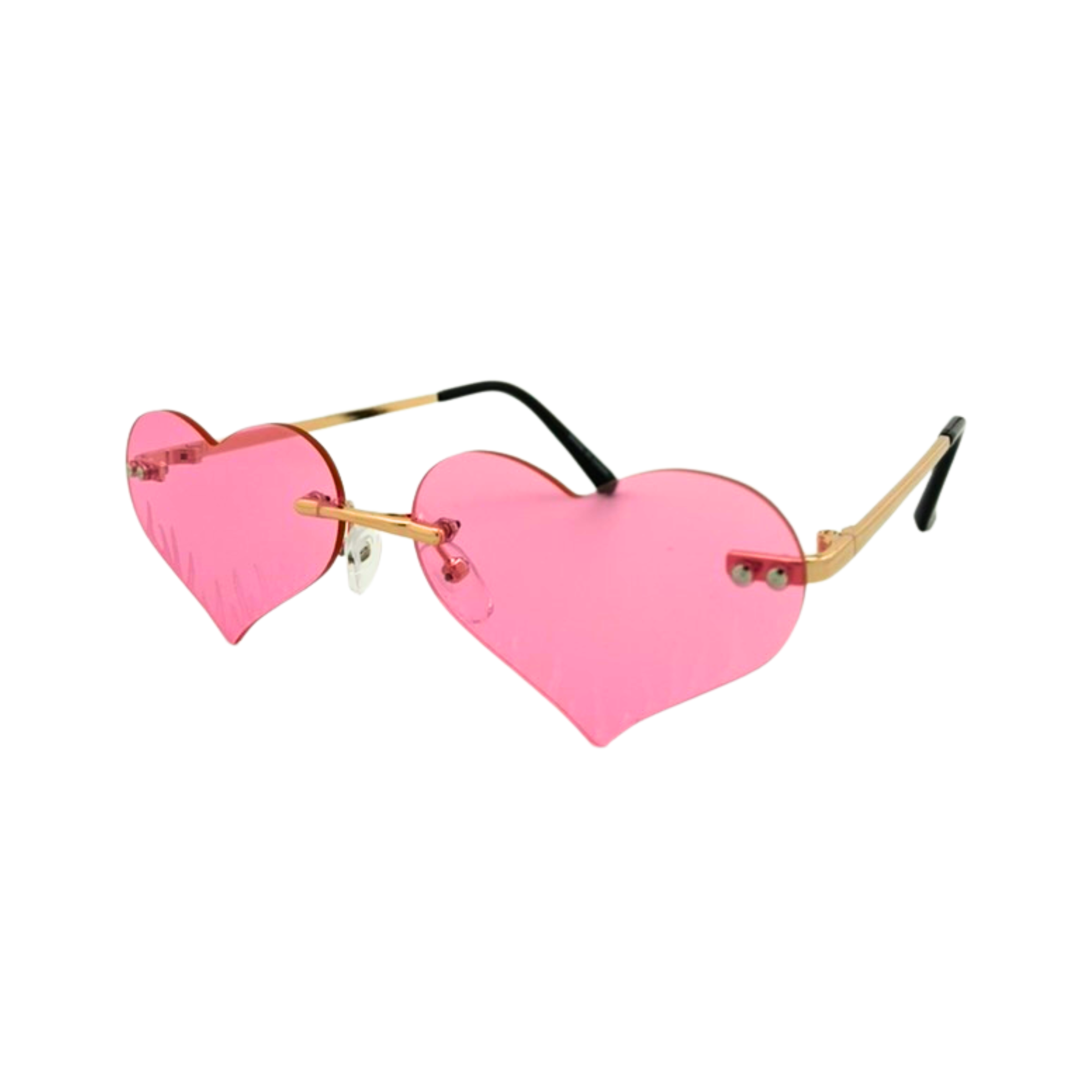 Assorted heart-shaped sunglasses with colorful lenses