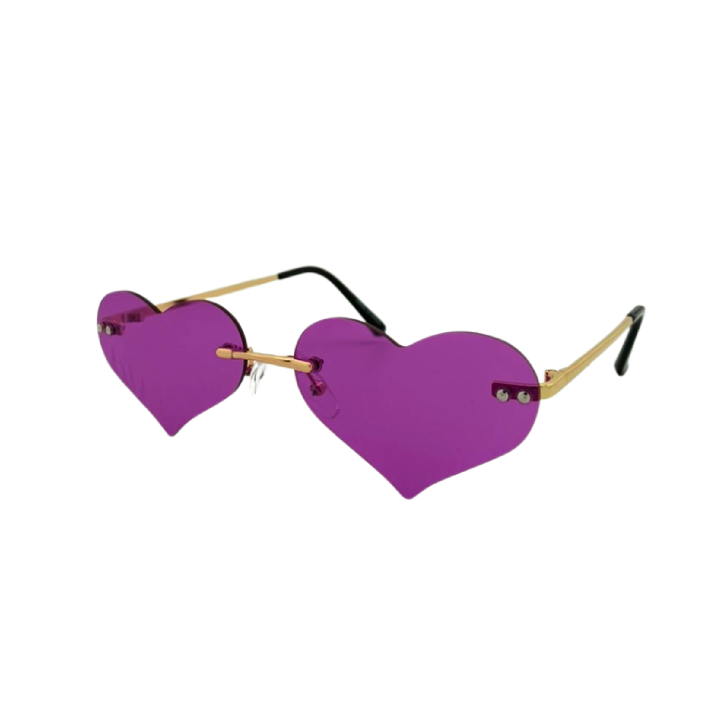 Assorted heart-shaped sunglasses with colorful lenses
