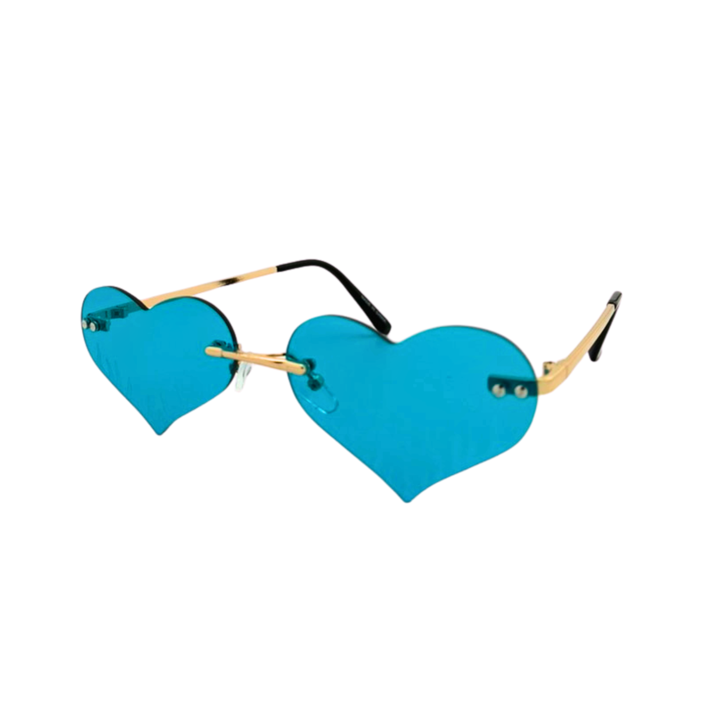 Assorted heart-shaped sunglasses with colorful lenses