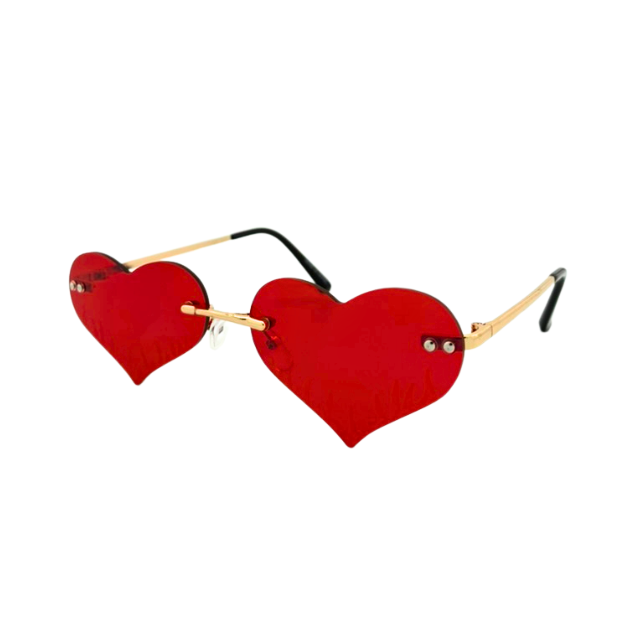 Assorted heart-shaped sunglasses with colorful lenses