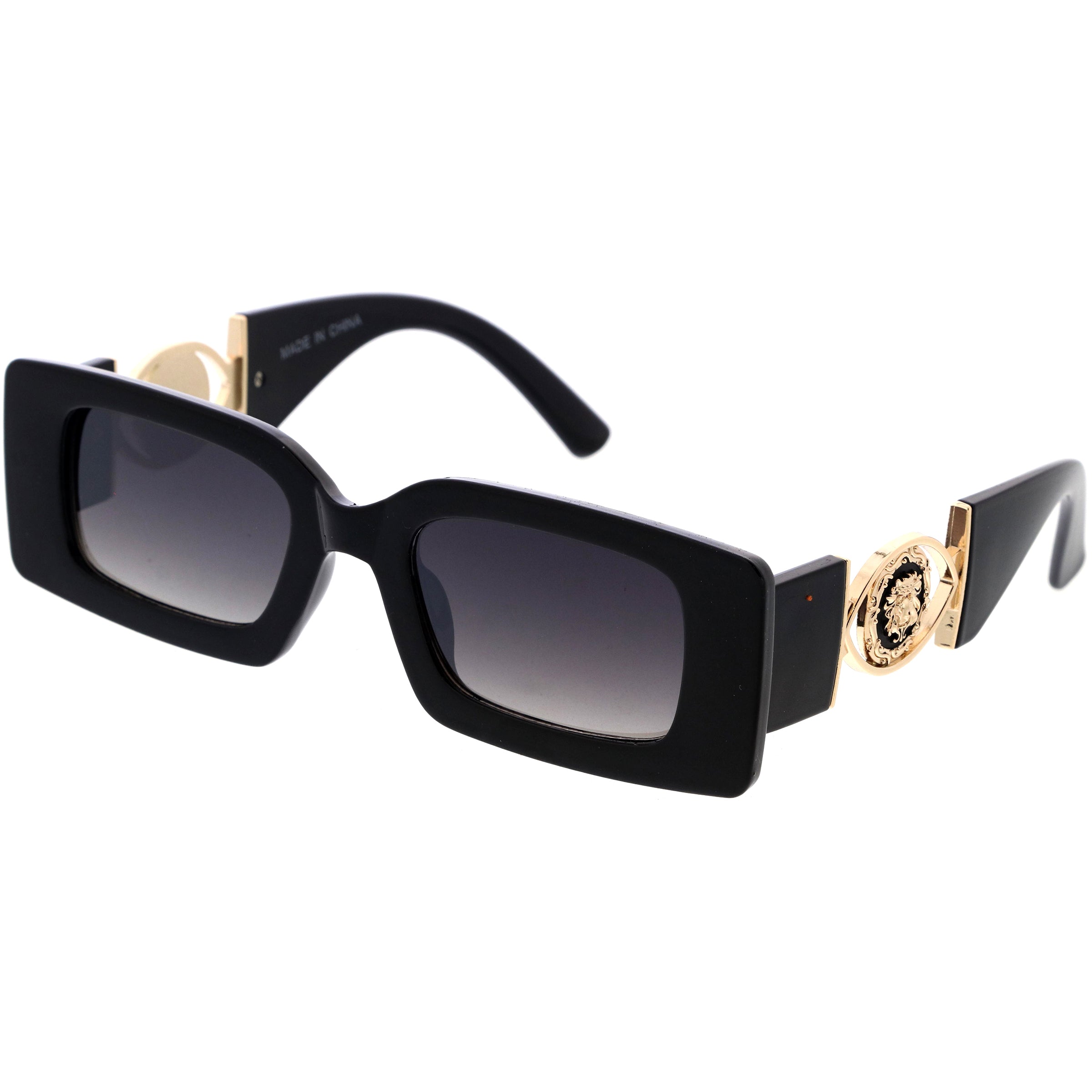 Stylish sunglasses with a sleek frame and tinted lenses, offering UV protection and a fashionable look.