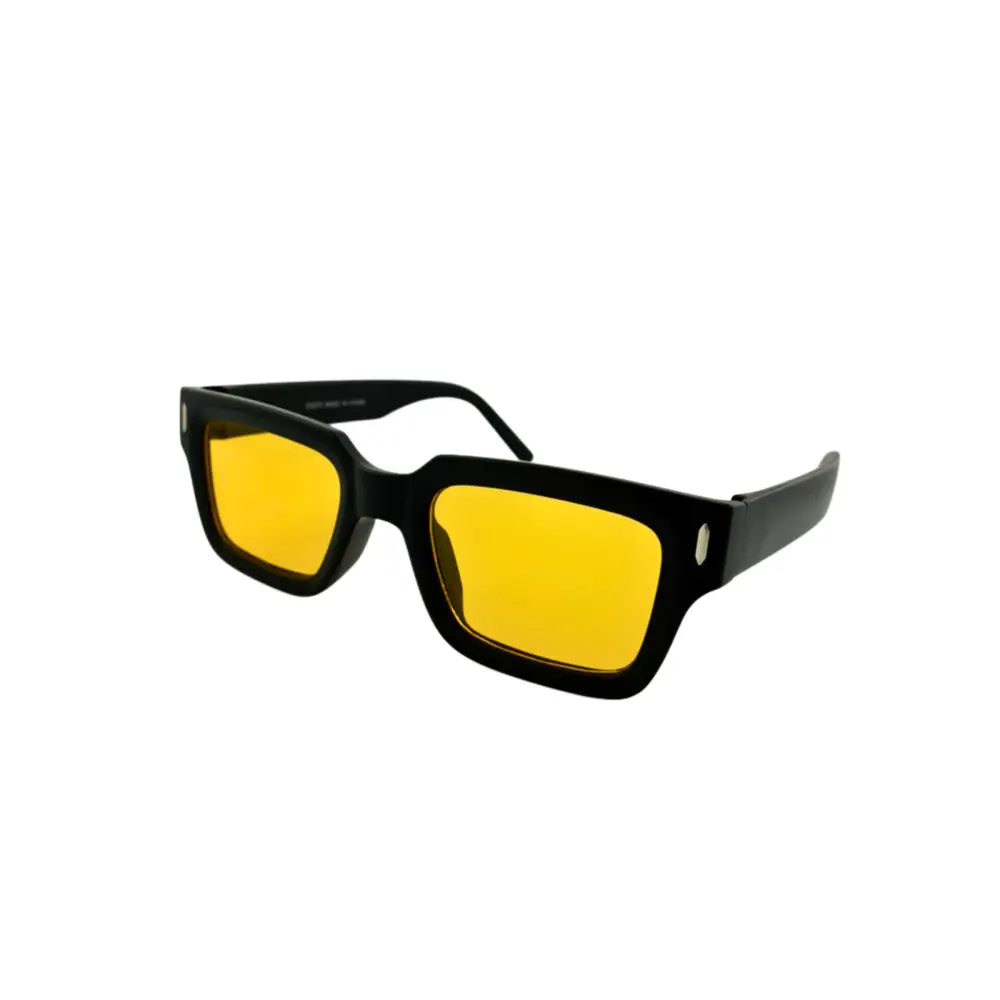 Black-framed sunglasses with vibrant yellow lenses in a set of 12 ch273 product