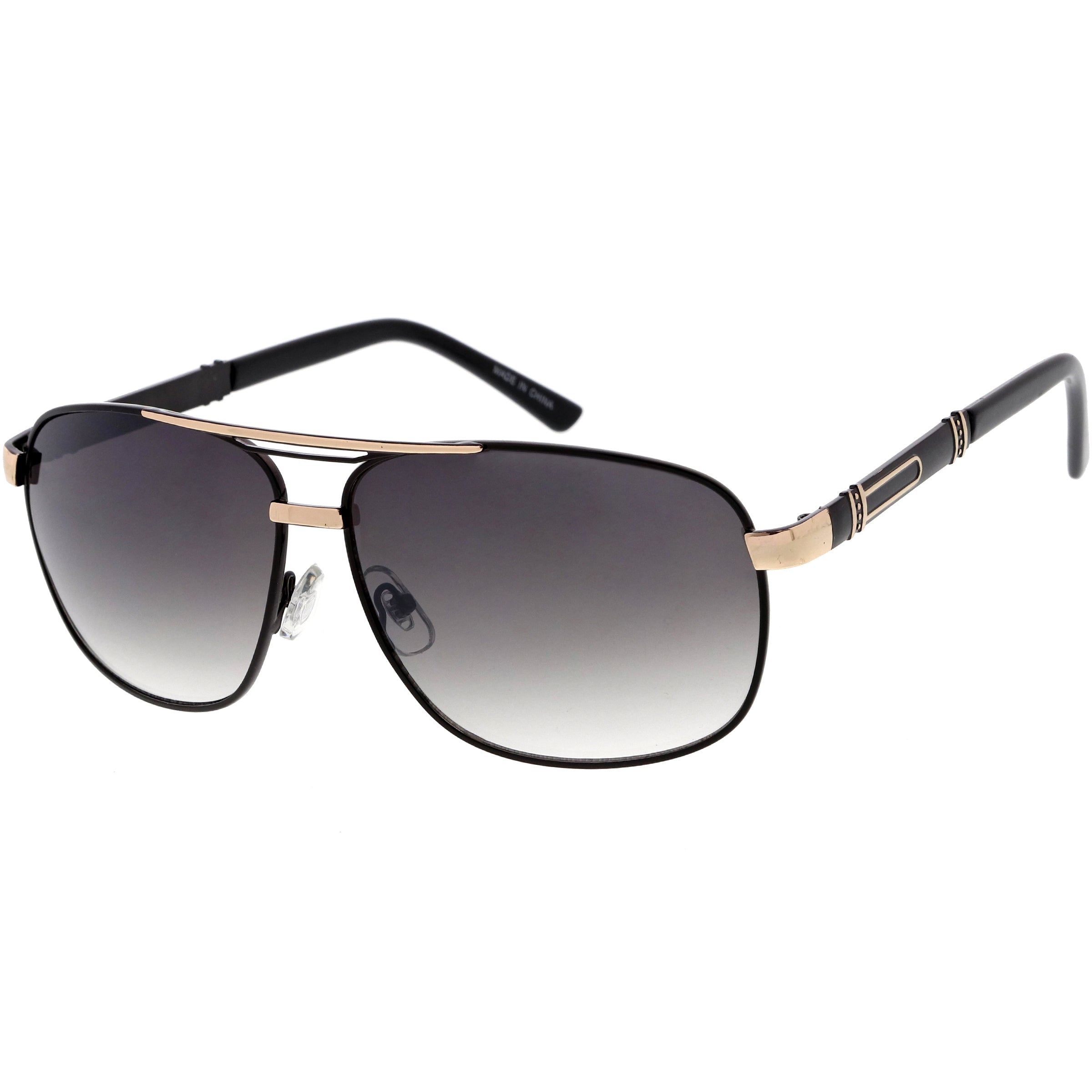 Stylish aviator sunglasses with metal frame and tinted lenses for a trendy, classic look.