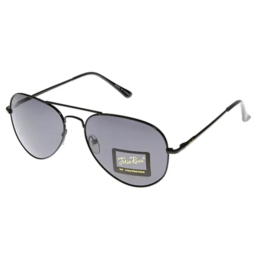 Set of 12 black aviator sunglasses with gray gradient lenses and sleek metal frames model jr108