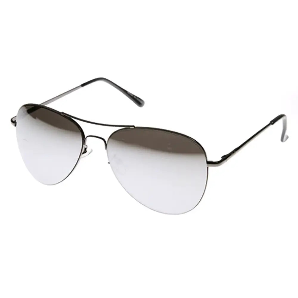 Black metal aviator sunglasses with gradient gray lenses in a set of 12 labeled JR110