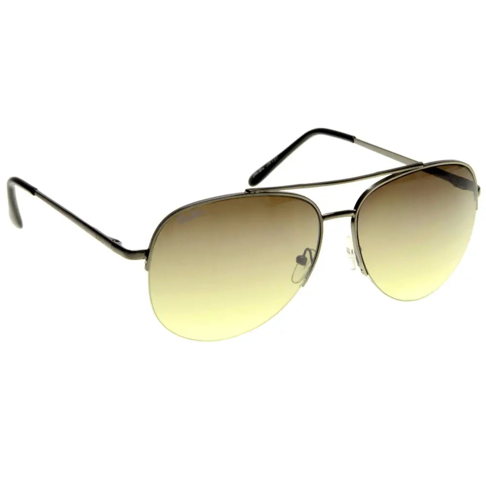 Black metal aviator sunglasses with gradient brown to yellow lenses jr137 set of 12