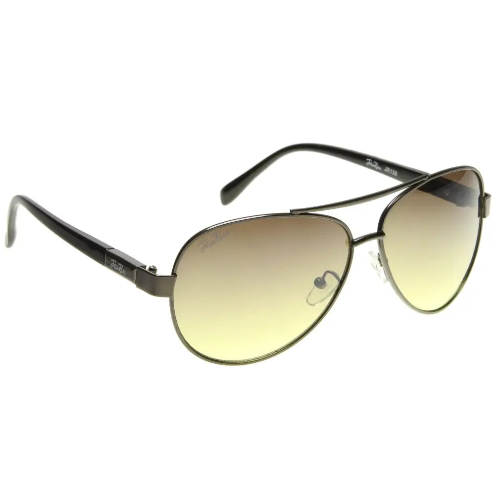 Gafas de sol de aviador de montura negra con lentes degradados de amarillo a marrón, juego de 12, modelo JR138