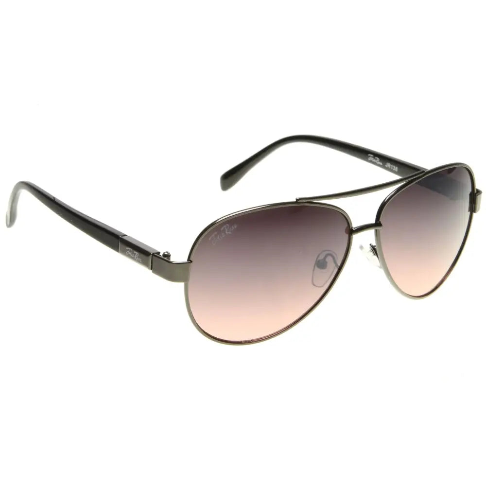 Gafas de sol de aviador de montura negra con lentes degradados de rosa a marrón, juego de 12, modelo JR138