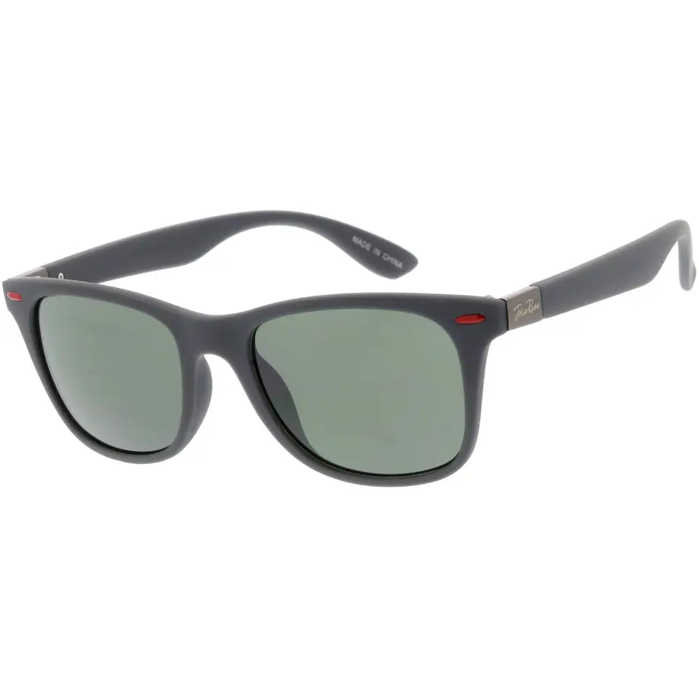 Gray wayfarer sunglasses with green gradient lenses and red accents on the temples set of 12 jr173