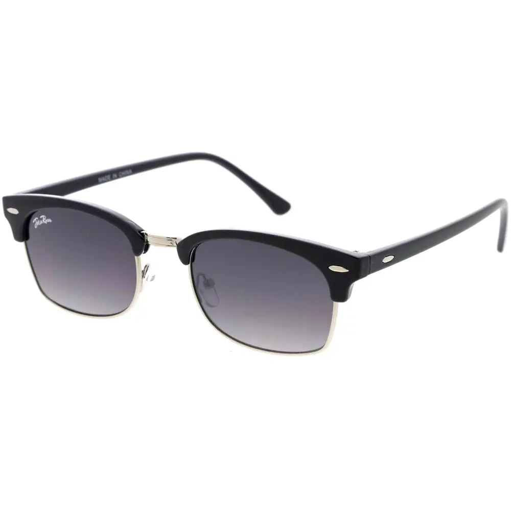 Set of 12 black wayfarer sunglasses with gradient gray lenses and silver metal accents model JR202