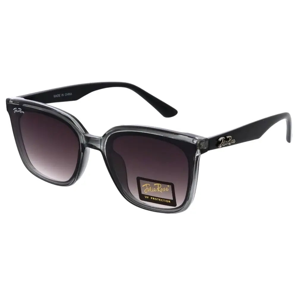 Black-framed square sunglasses with gradient dark lenses and a sleek modern design in a set of 12