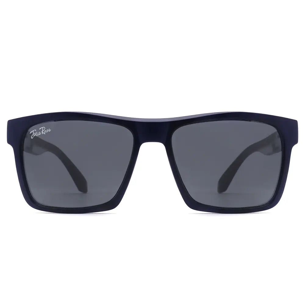 Navy blue rectangular-framed sunglasses with dark gray lenses and a sleek modern design JR222 set of 12