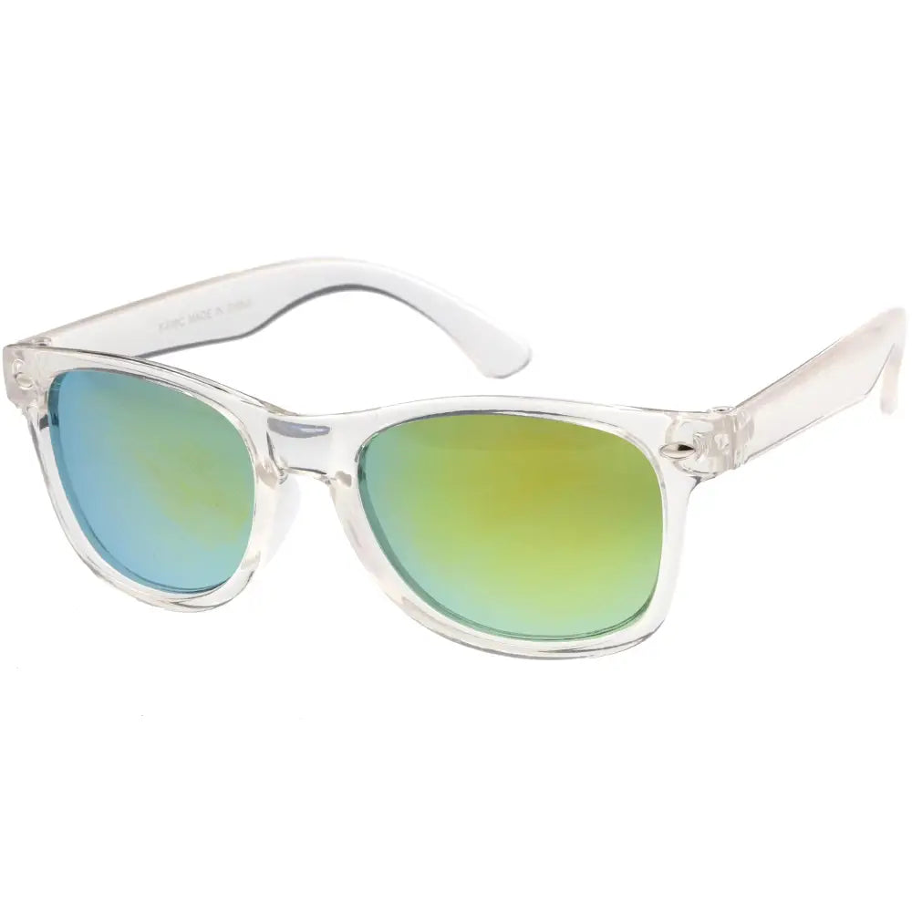 Colorful kids sunglasses with fun frames and protective lenses, perfect for outdoor play and sun protection