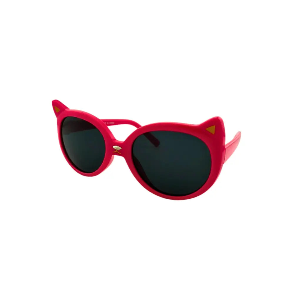 Bright pink cat ear sunglasses with dark lenses and small gold triangular accents sold in set of 12