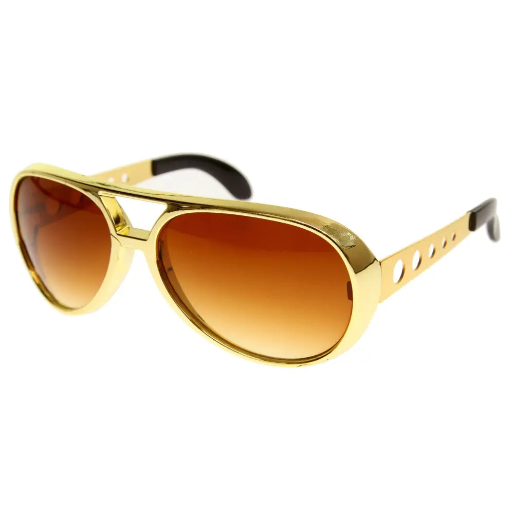 Juego de 12 gafas de sol de aviador de montura dorada con lentes degradados marrones y varillas perforadas