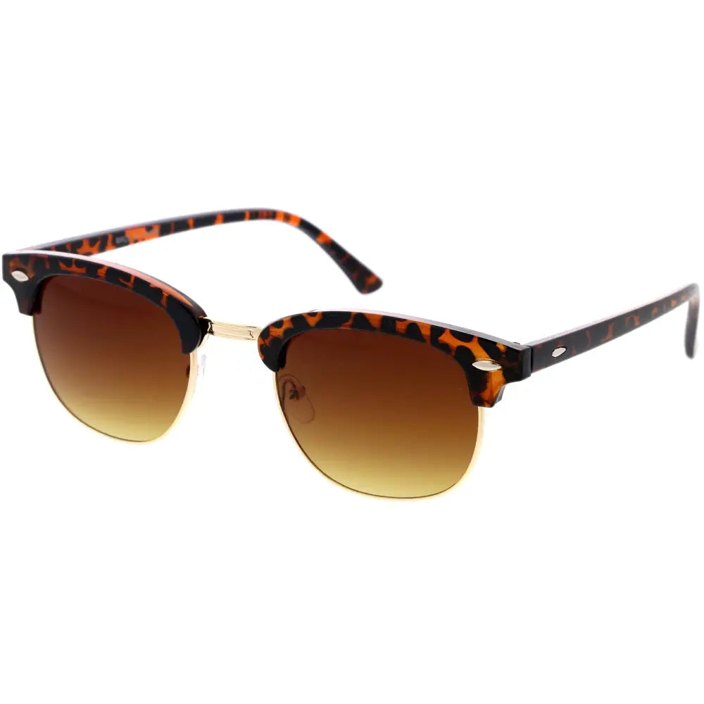 Set of 12 tortoiseshell acetate sunglasses with gold metal accents and gradient brown lenses