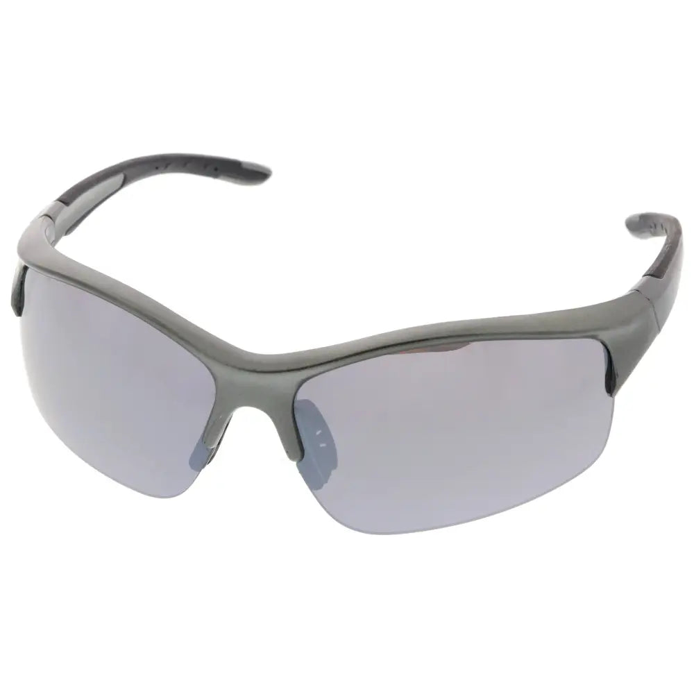 Gray sport-style sunglasses with sleek curved frames and gradient gray mirrored lenses in a set of 12 PS4078