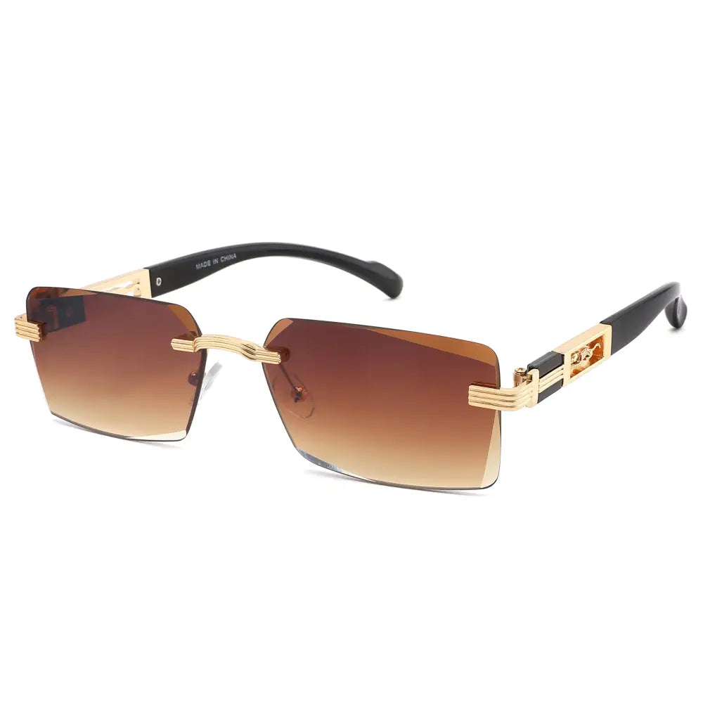 Gold and black framed sunglasses with gradient brown lenses sa1053 set of 12