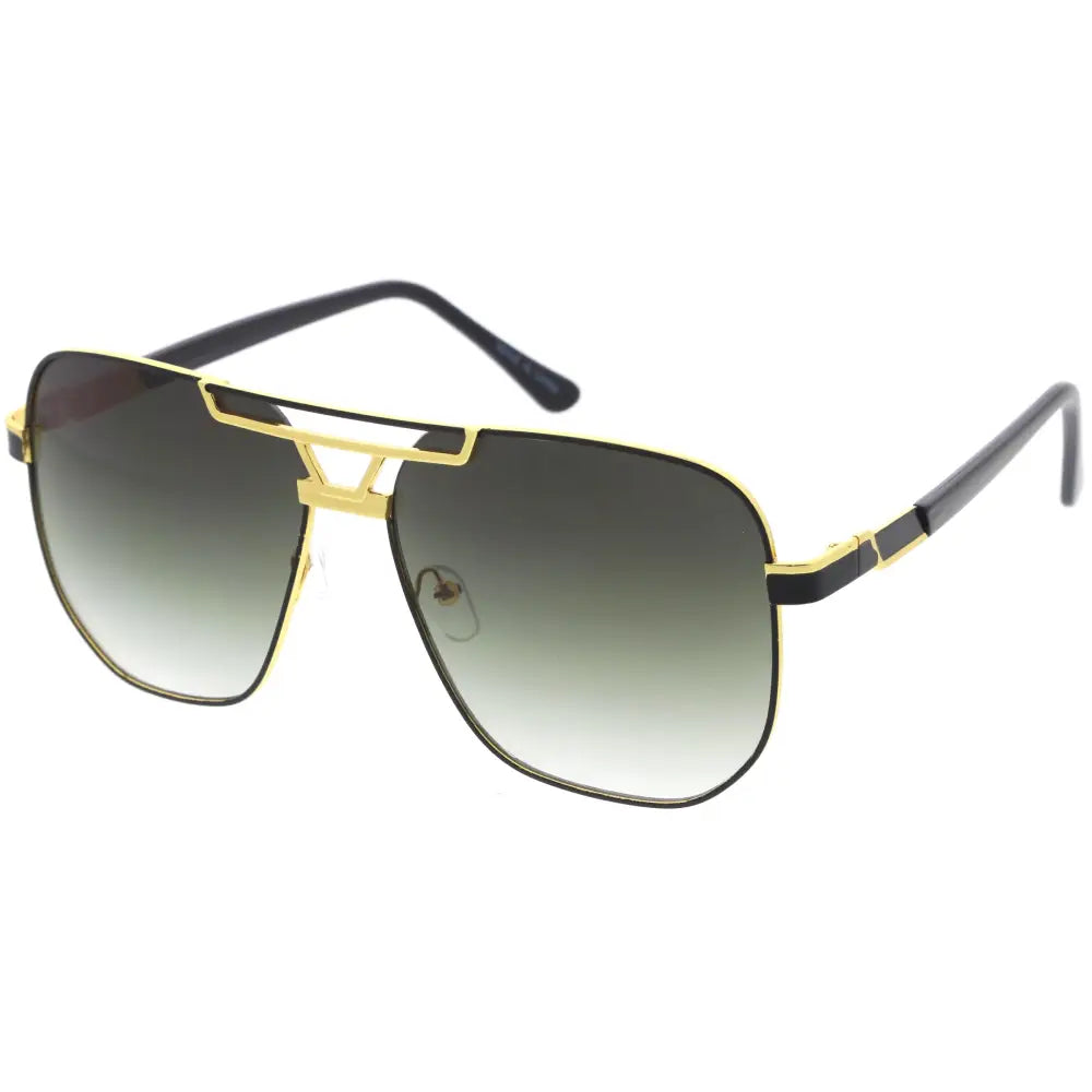 Juego de 12 gafas de sol de aviador doradas y negras con lentes degradados grises y montura metálica, modelo SA574