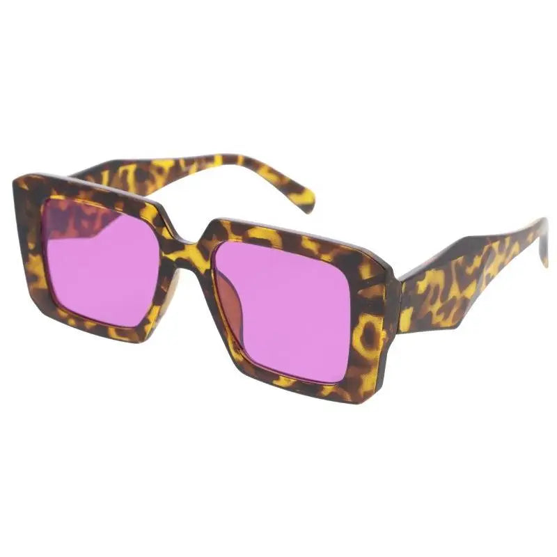 Gafas de sol de montura cuadrada de carey con lentes rosa intenso, juego de 12, modelo sa844