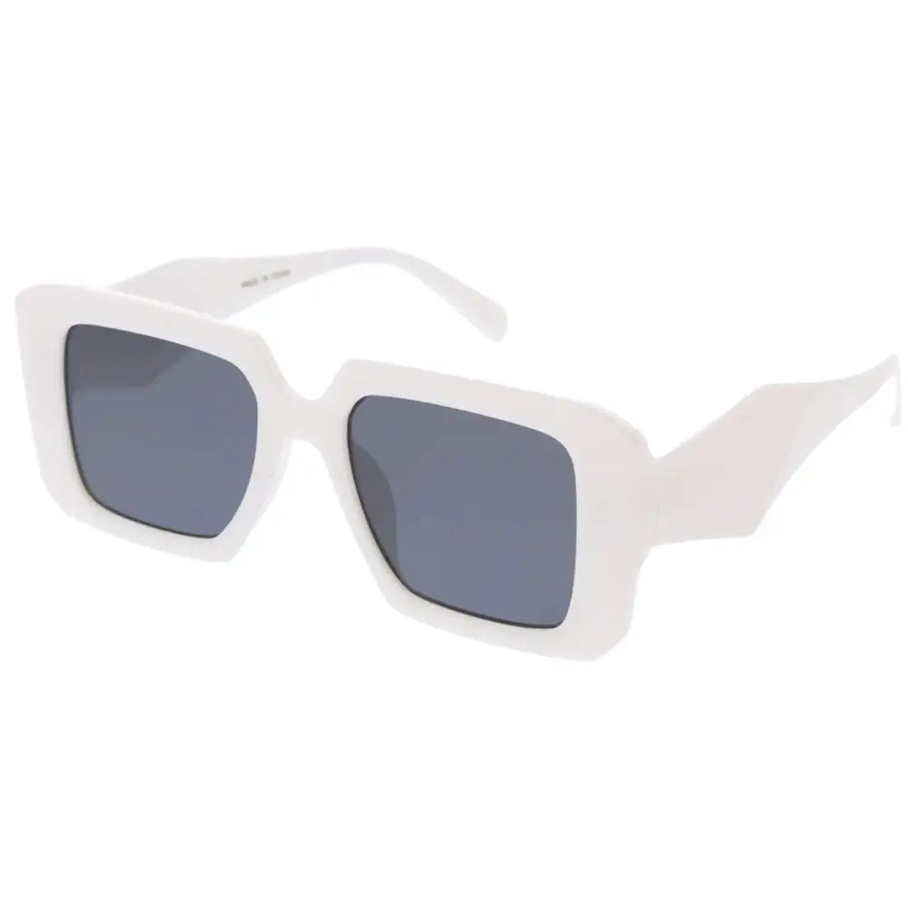 White square-framed sunglasses with dark gray lenses in a set of 12 for casual wear