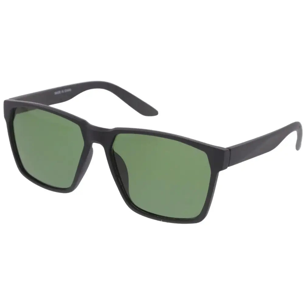 Black rectangular-framed sunglasses with green tinted lenses shown in a set of 12 for product SA847