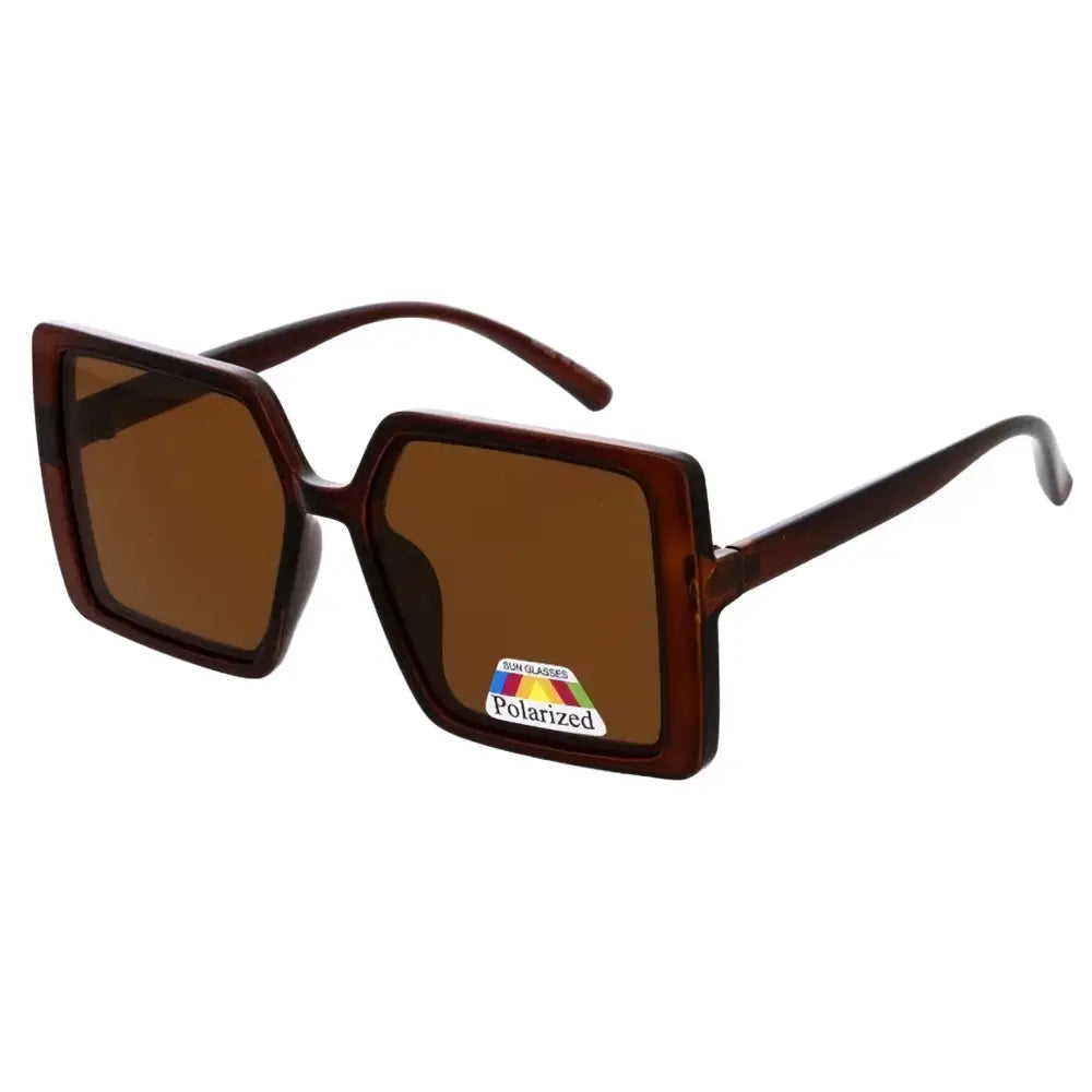 Brown tortoiseshell square-frame sunglasses with polarized lenses in a set of 12, model SA867P