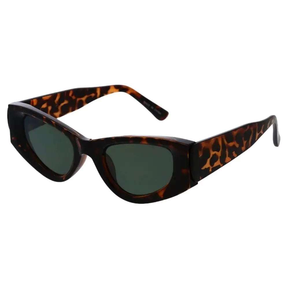 Set of 12 tortoiseshell leopard-print acetate sunglasses with round frames and dark green lenses model sa868