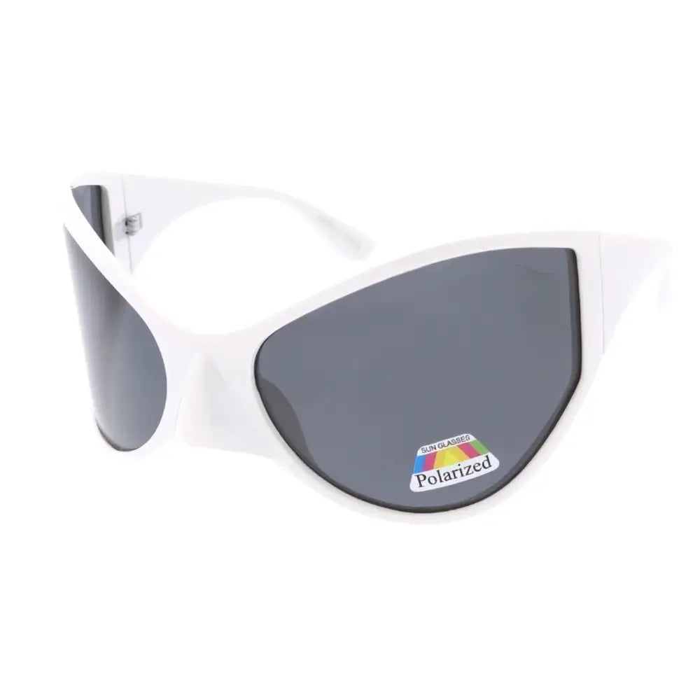 White-framed cat-eye sunglasses with dark gray polarized lenses for set of 12 model SA887P