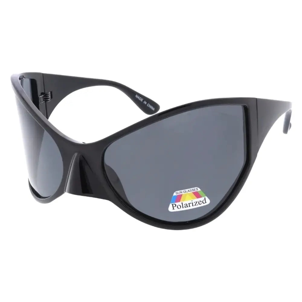 Black cat-eye sunglasses with dark gray polarized lenses and glossy plastic frame set of 12 sa887p