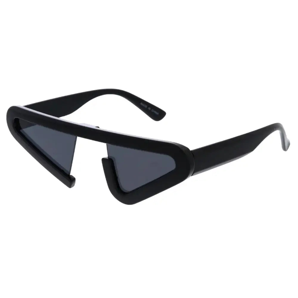 Black framed sunglasses with dark gray angular lenses in a set of 12 tagged sa913