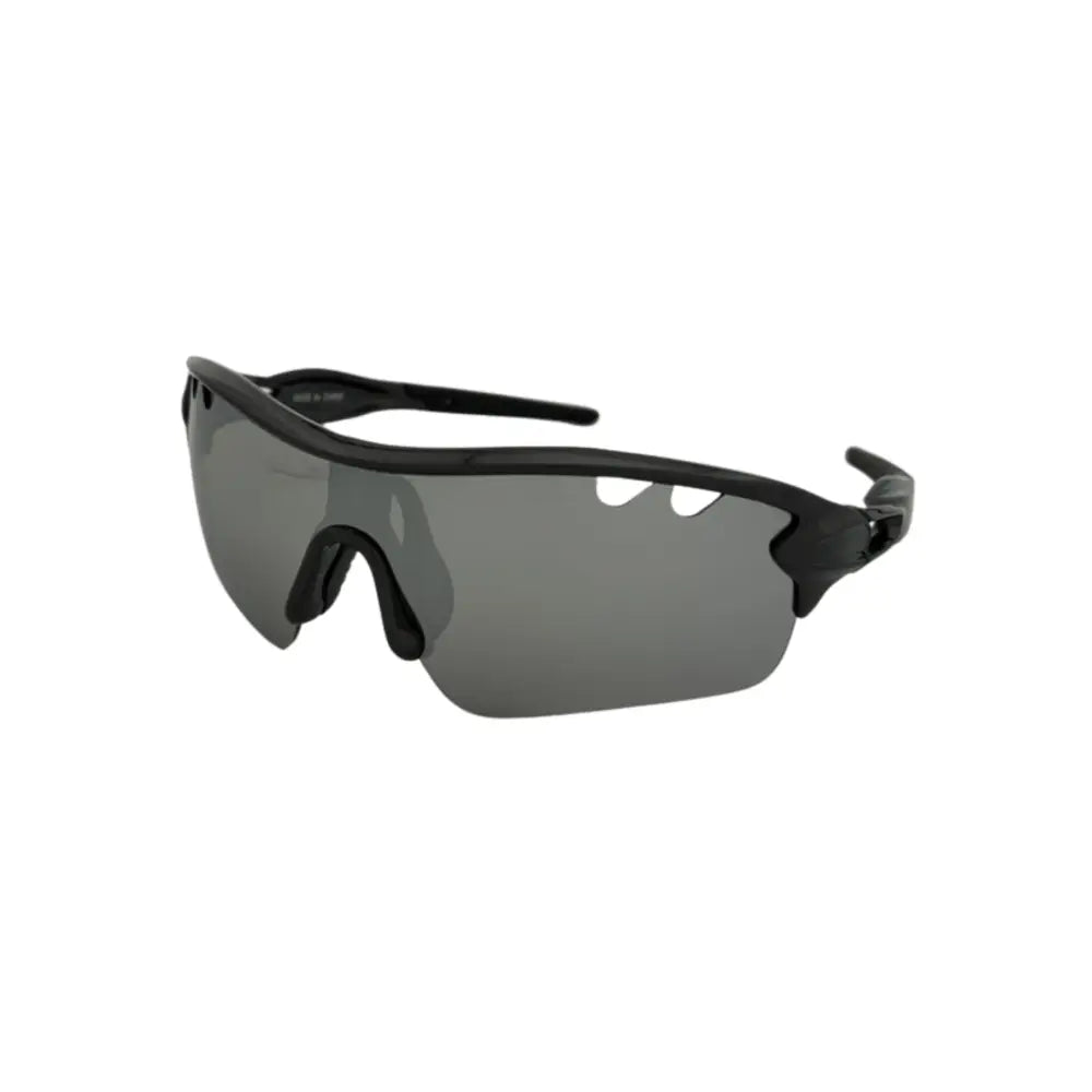 Set of 12 black sunglasses with sleek aerodynamic frames and dark gray gradient lenses model sa928k