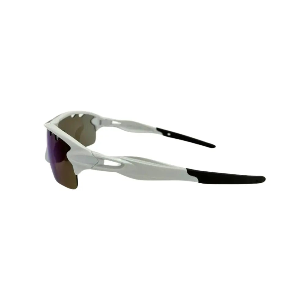 Set of 12 white and black sport sunglasses with sleek aerodynamic frame and dark lenses