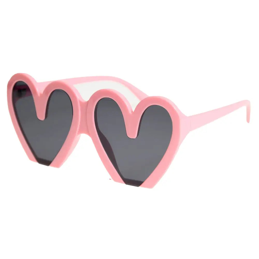 Juego de 12 gafas de sol rosas en forma de corazón con lentes gris oscuro y montura de plástico