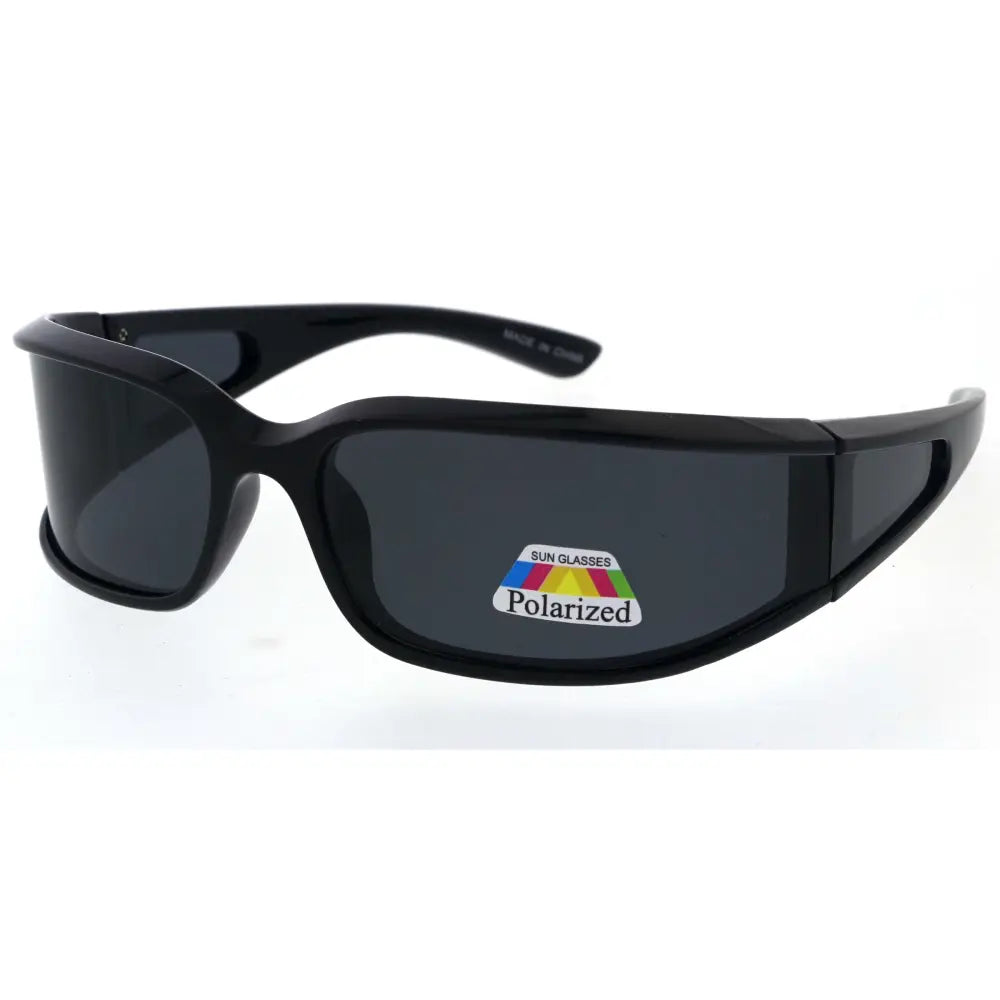 Set of 12 black polarized sunglasses with sleek modern frames and dark gray lenses model sa951