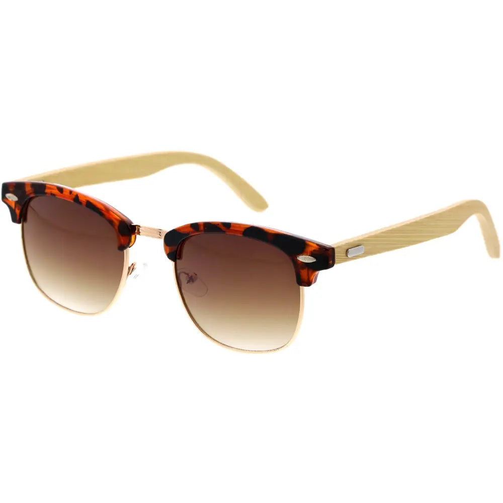 Half-rim tortoiseshell and bamboo frame sunglasses with gradient brown lenses w3266 set of 12